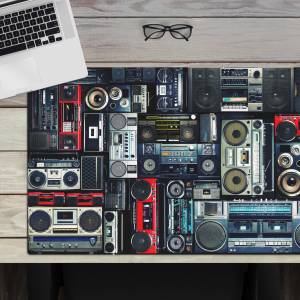 Schreibtischunterlage – Retro-Kassettenrekorder – 60 x 40 cm – Schreibunterlage für Erwachsene aus Premium Vinyl – Made Bild 1