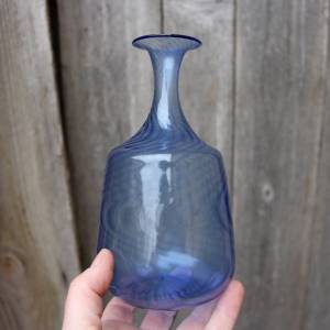 filigrane Vase blaues Glas mundgeblasen Lauscha 70er Jahre Vintage DDR Bild 4