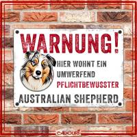 Hundeschild WARNUNG! mit Australian Shepherd, wetterbeständiges Warnschild Bild 2