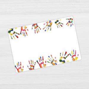 Schreibtischunterlage – Bunte Kinderhände – 60 x 40 cm – Schreibunterlage für Kinder aus erstklassigem Premium Vinyl – M Bild 2