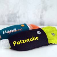 Desinfektionsmittel Anhänger Handgeltasche PUTZETUBE Neon-Gelb | für 50ml + 100ml Flaschen | RÄUBERKIND Bild 5