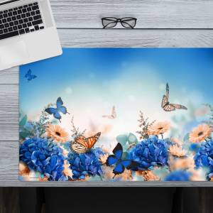 Schreibtischunterlage –  Frühlingswiese mit Schmetterling – 60 x 40 cm – Schreibunterlage für Erwachsene aus Premium Vin Bild 1