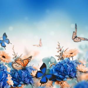 Schreibtischunterlage –  Frühlingswiese mit Schmetterling – 60 x 40 cm – Schreibunterlage für Erwachsene aus Premium Vin Bild 2
