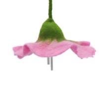 Windspiel, Klangblüte mit Klangstäben für Terrasse, Wohn- oder Babyzimmer, Mobile als Wohndekoration, Filzblume rosa Bild 7