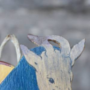 Der Wolf und die 7 Geißlein Wandbild Grimms Märchen Kinderzimmer Handarbeit Laubsägearbeit Vintage 50er 60er Jahre Bild 3