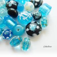 100g Perlenmischung,Glasperlen - Schmuckgestaltung,basteln,Wundertüte,hellblau,türkis,weiß Bild 3