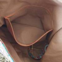 Schultertasche Handtasche Stoff/Kunstleder orange Mandala bunt Bild 7
