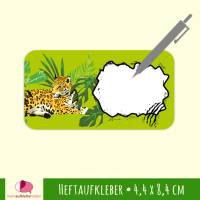 12 Heftaufkleber | Leopard - Schulaufkleber zum selbstbeschriften - 4,4 x 8,4 cm Bild 1