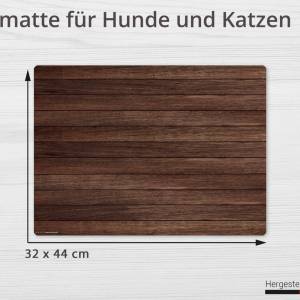Napfunterlage | Futtermatte „Braune Holzbretter“ aus Premium Vinyl - 44x32 cm – rutschhemmend, abwaschbar, reißfest - Ma Bild 2