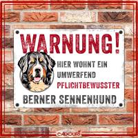 Hundeschild WARNUNG! mit Berner Sennenhund, wetterbeständiges Warnschild Bild 2
