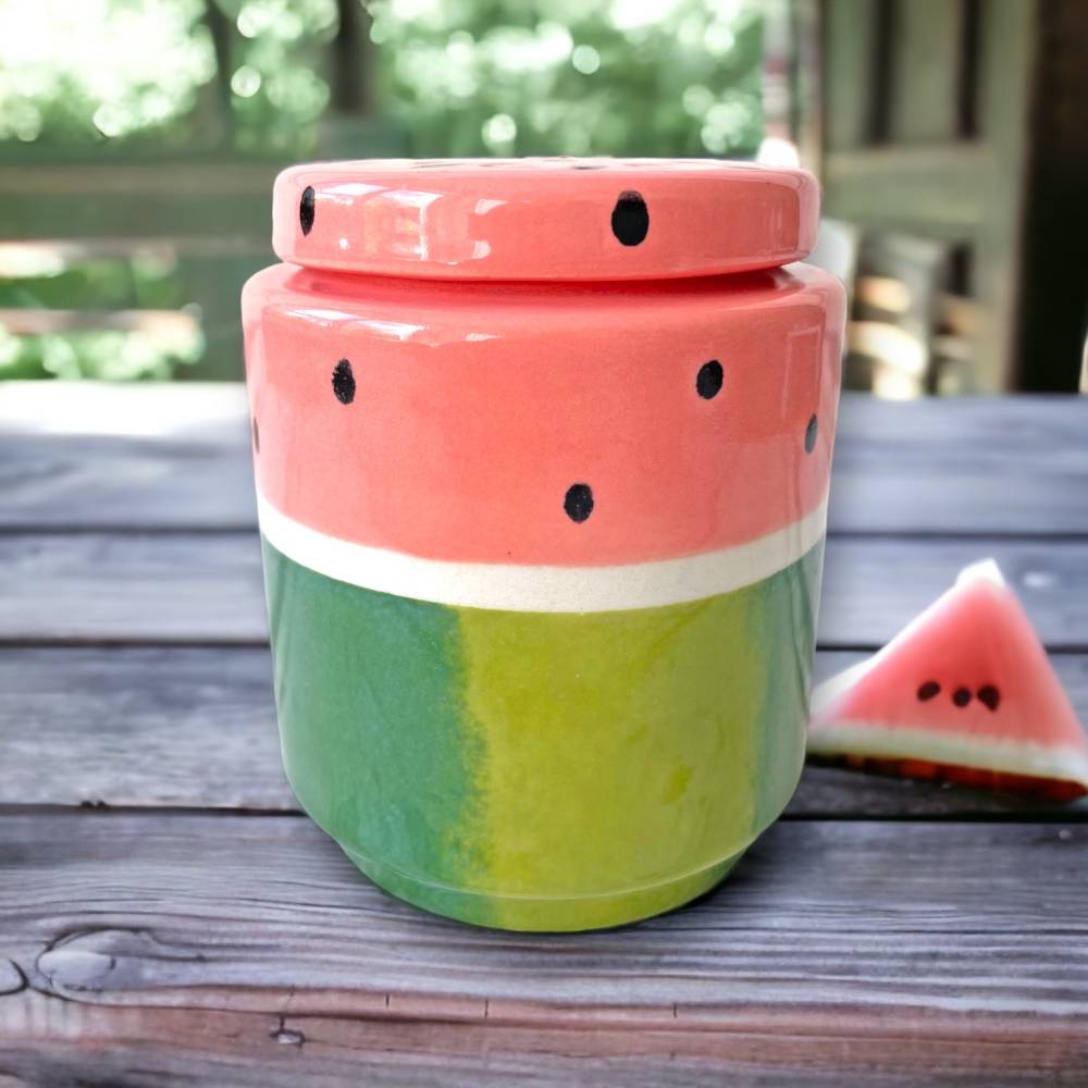 Fruchtfliegenfalle "Wassermelone" aus Keramik, handbemalt Bild 1