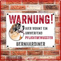 Hundeschild WARNUNG! mit Bernhardiner, wetterbeständiges Warnschild Bild 2