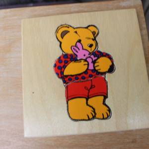 4 kleine Puzzles Bären Holz Holzkasten Vintage Bild 5