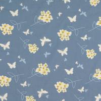 Baumwoll Popeline leichter Frühjahrs-/ Sommerstoff  Blumen u. Schmetterlinge jeansblau  (1m/9,-€) Bild 3