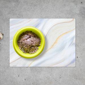 Napfunterlage | Futtermatte „Cremefarbener Marmor“ aus Premium Vinyl - 44x32 cm – rutschhemmend, abwaschbar, reißfest - Bild 1
