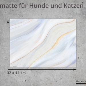 Napfunterlage | Futtermatte „Cremefarbener Marmor“ aus Premium Vinyl - 44x32 cm – rutschhemmend, abwaschbar, reißfest - Bild 2
