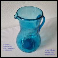 Antike GLASVASE / KRUG - Biedermeier - Mundgeblasen in türkisblau Bild 2