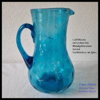 Antike GLASVASE / KRUG - Biedermeier - Mundgeblasen in türkisblau Bild 3