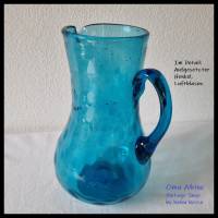 Antike GLASVASE / KRUG - Biedermeier - Mundgeblasen in türkisblau Bild 4