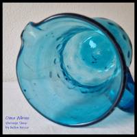 Antike GLASVASE / KRUG - Biedermeier - Mundgeblasen in türkisblau Bild 8
