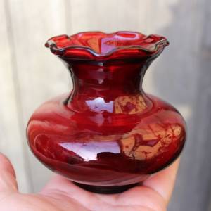 2er Set rubinrote Vasen Anchor Hocking Glas mundgeblasen  70er Jahre Vintage USA Bild 4