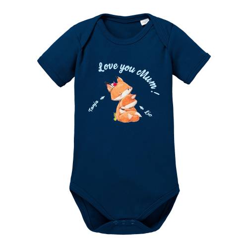 Premium Baby - Body „Mama Fuchs“ | personalisiert für Jungs und Mädchen | 100% Bio – Baumwolle | NAVY