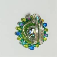 Ring bunt grün türkis Abalone candy colour handgefertigt aus Glasperlen Unikat boho Bild 2