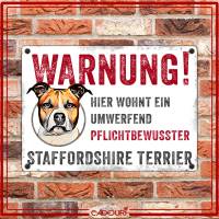 Hundeschild WARNUNG! mit Staffordshire Terrier, wetterbeständiges Warnschild Bild 2