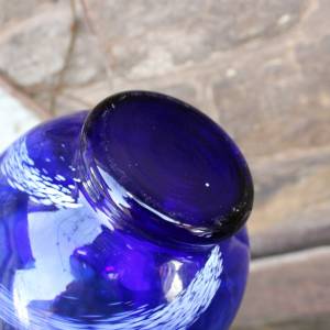Kugelvase Vase blau weiß Glas mundgeblasen 70er Jahre Vintage DDR Bild 6