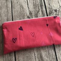 tolles Schlampermäppchen - Federmäppchen Pink-rot mit Herzen - Einschulung - Bild 1