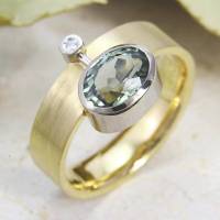 Ring Gold 750/- mit grünem Turmalin und Brillant Bild 2