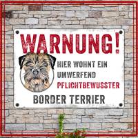 Hundeschild WARNUNG! mit Border Terrier, wetterbeständiges Warnschild Bild 2