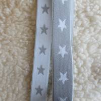 2 m Gummiband Taillenband Elastic Sterne Doubleface, hellgrau 20mm (1m/1,25 €) Bild 1