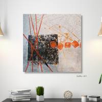 Original Acrylbild in XXL auf Leinwand, Stimmungsvoll in Farbe und Form, farbliche Harmonie in Schwarz, Grau, Orange Bild 1