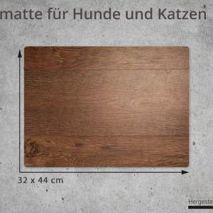 Napfunterlage | Futtermatte „Holzplatte“ aus Premium Vinyl - 44x32 cm – rutschhemmend, abwaschbar, reißfest - Made in Ge Bild 2