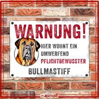 Hundeschild WARNUNG! mit Bullmastiff, wetterbeständiges Warnschild Bild 2