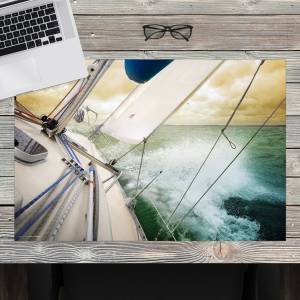 Schreibtischunterlage – Regatta Segelboot – 60 x 40 cm – Schreibunterlage aus erstklassigem Premium Vinyl – Made in Germ Bild 1