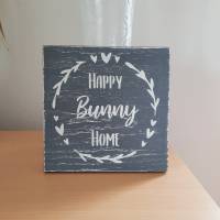 Holzschild "Happy Bunny Home" im Shabby Look Bild 1