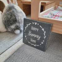 Holzschild "Happy Bunny Home" im Shabby Look Bild 2