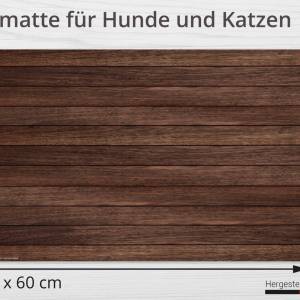 Napfunterlage | Futtermatte „Braune Holzbretter“ aus Premium Vinyl - 60x40 cm – rutschhemmend, abwaschbar, reißfest - Ma Bild 2