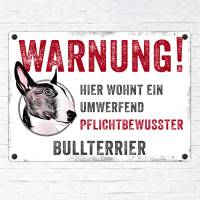 Hundeschild WARNUNG! mit Bullterrier, wetterbeständiges Warnschild Bild 2