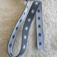 2 m Gummiband Taillenband Elastic Sterne Doubleface, grau 20mm (1m/1,25 €) Bild 1