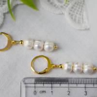 Perlen Ohrringe Creolen Gold, Ohrhänger, Süßwasserperlen hoops, Hängeohrringe, Perlen Kreolen, Perlenohrringe hängend Bild 10