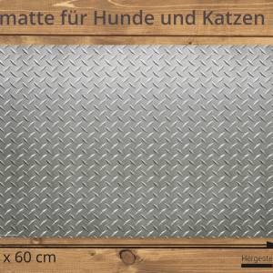 Napfunterlage | Futtermatte „Stahlblech Riffel Muster“ aus Premium Vinyl - 60x40 cm – rutschhemmend, abwaschbar, reißfes Bild 2