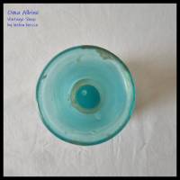 Antike GLASVASE Jugendstil - Mundgeblasen in türkis mit Glasfadenauflage und Henkel Bild 4