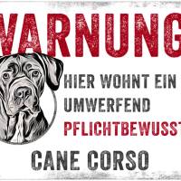 Hundeschild WARNUNG! mit Cane Corso, wetterbeständiges Warnschild Bild 1