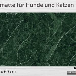 Napfunterlage | Futtermatte „Edler-Grüner Marmor“ aus Premium Vinyl - 60x40 cm – rutschhemmend, abwaschbar, reißfest - M Bild 2