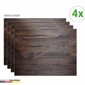 Tischsets I Platzsets abwaschbar - Holz dunkelbraun - 4 Stück - 44 x 32 cm - rutschfeste Tischdekoration Made in Germany Bild 1