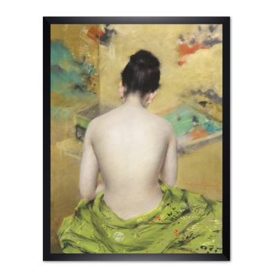 Japan erotischer Akt 1888 William M. Chase - Rückenansicht einer Frau gerahmter Kunstdruck Bild - Geschenkidee
