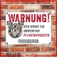 Hundeschild WARNUNG! mit Chihuahua, wetterbeständiges Warnschild Bild 2